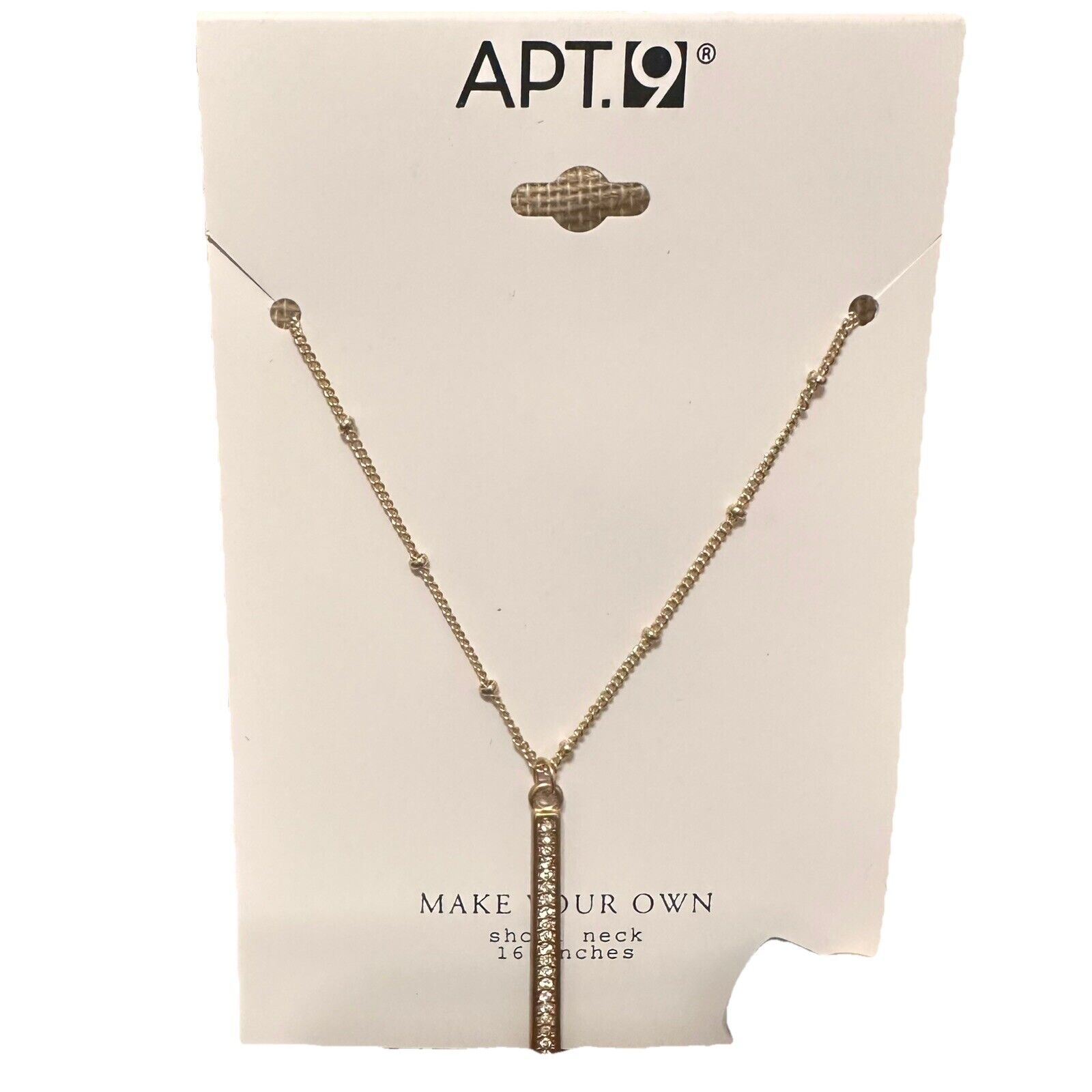 Apt 9 Gold Tone Rhinestone Vertical Bar Necklace Christmas Birthday Gift New 6$